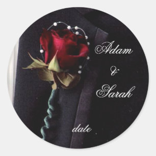 Lapel-Rose Save the Date Runder Aufkleber