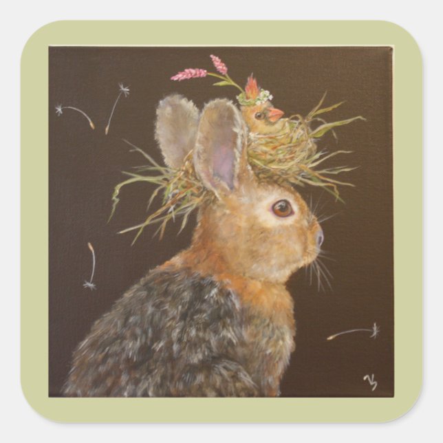 Lapin avec autocollants cardinaux de nidification (Devant)