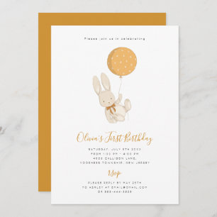 Lapin avec un ballon Invitation Anniversaire
