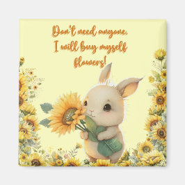 Lapin Bébé Mignon Tenant un Tournesol | Aimant Car