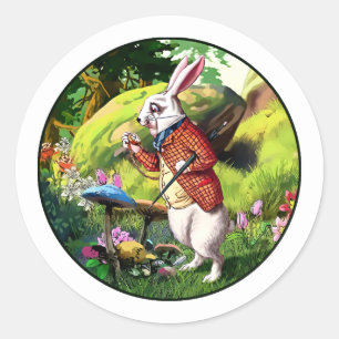 Lapin blanc  Alice dans des autocollants de Pâque