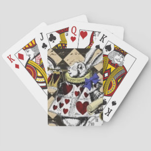 Lapin blanc Alice dans des cartes de jeu du pays