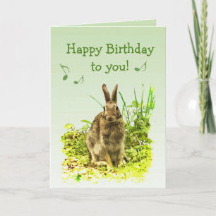 Lapin chantant en Grass Carte d'anniversaire