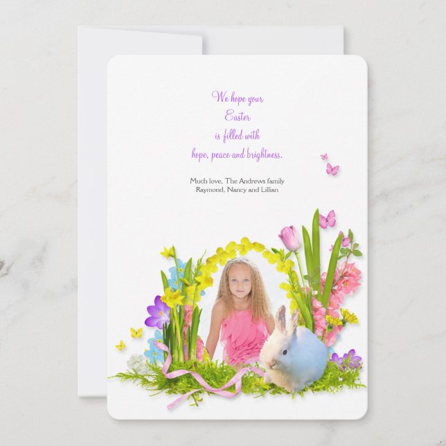 Lapin dans le jardin Carte de Pâques (Devant)