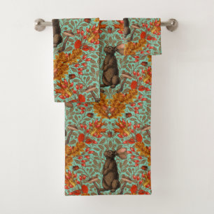 Lapin d'automne sur vert clair