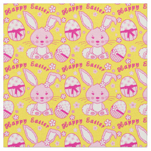 Lapin de lapin de Pâques et tissu heureux d'oeufs
