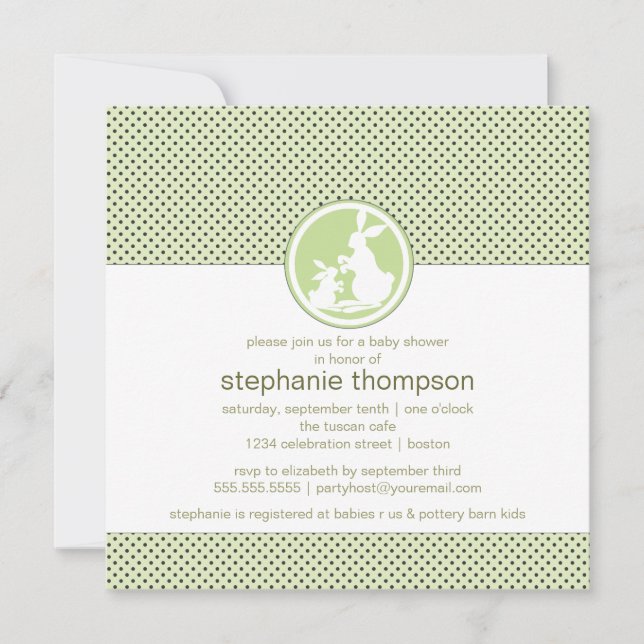 Lapin de maman et invitation modernes de baby (Devant)