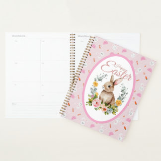 Lapin de Pâques aquarelle mignon Couronne florale