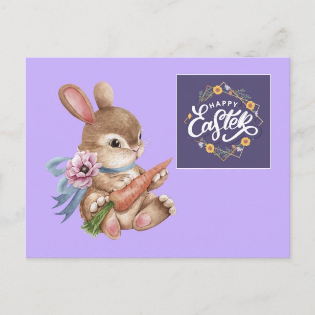Lapin de Pâques avec Carte Postale de Carotte (Devant)