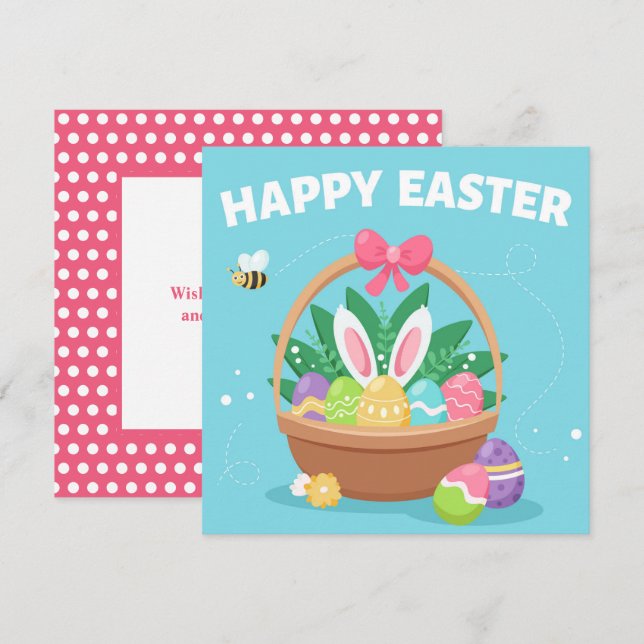 Lapin de Pâques Carte de Printemps (Devant / Derrière)