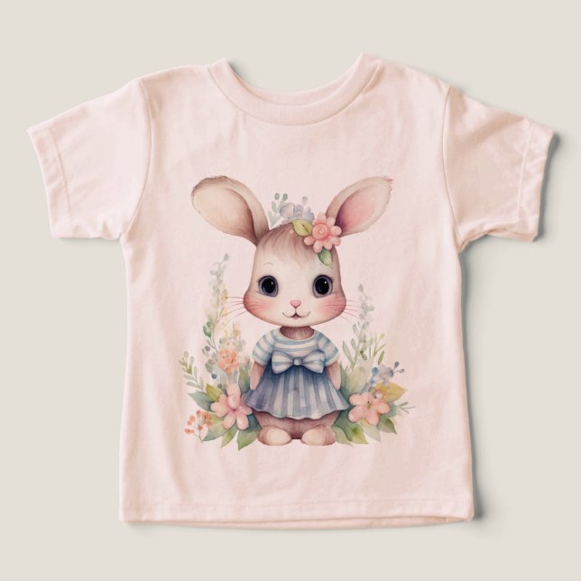 Lapin De Pâques Dans Une Robe Bleue (Design Recto)
