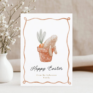 Lapin de Pâques en Pot Fleur Carte de voeux