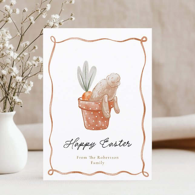 Lapin de Pâques en Pot Fleur Carte de voeux (Créateur téléchargé)