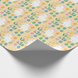 Lapin de Pâques et Fleurs Délicieux Papier Cadeau