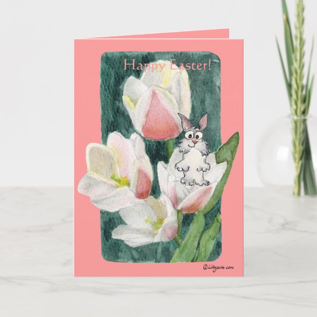 Lapin de Pâques heureux dans des cartes de Pâques (Devant)