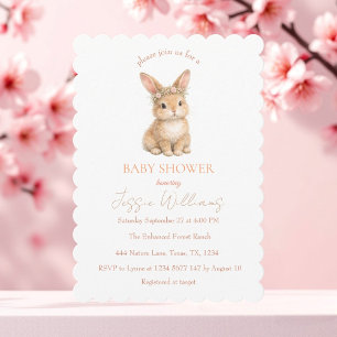 Lapin de Pâques Mignon Invitation Baby Shower Aqua