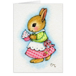 Lapin de petit gâteau - carte mignonne de lapin