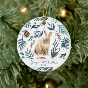 Lapin d'hiver Ornement de Noël personnalisé