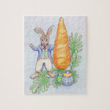 Lapin d'Oliver avec le puzzle de carotte