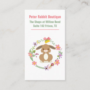 Lapin doux et carte de visite floral de guirlande