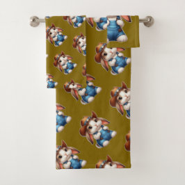 Lapin en tenue Cowboy avec Casquette et coutures