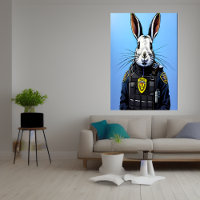 Lapin en uniforme de police | AI Art Poster