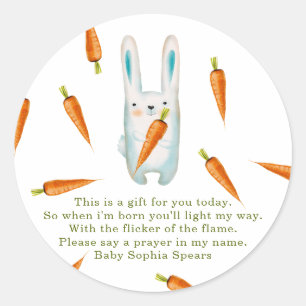 Lapin et carottes - étiquette de bougie de prière
