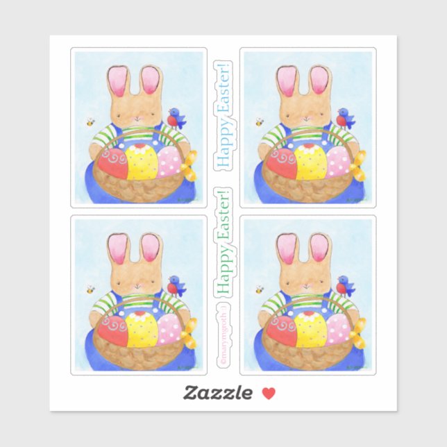 Lapin Garçon avec Sticker Panier (Feuille)