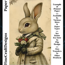 Lapin habillé mignon, Fleurs CK4 Papier de scrapbo