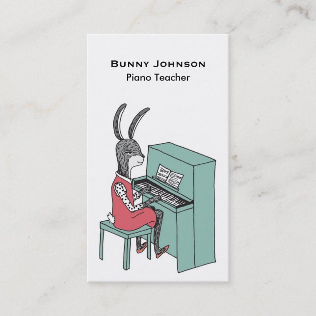 Lapin jouant le carte de visite de piano (Devant)
