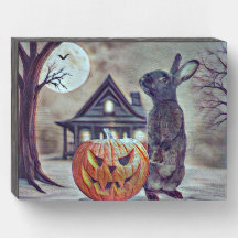 Lapin lapin d'Halloween éffrayant avec Citrouille