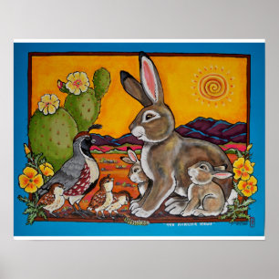 Lapin lapin et familles de caille Poster sud-ouest