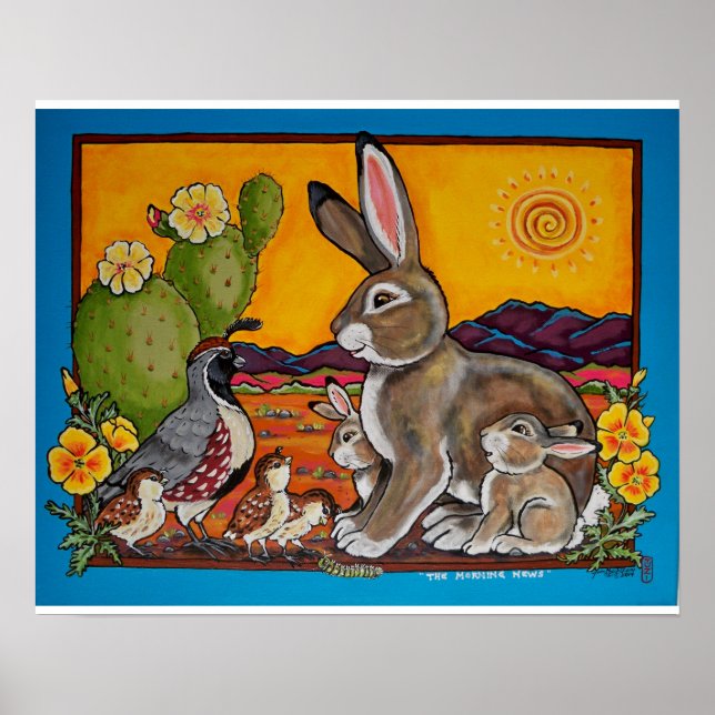Lapin lapin et familles de caille Poster sud-ouest (Devant)
