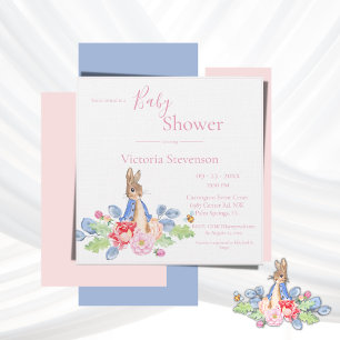 Lapin Lapin Rose Floral Baby shower Invitation