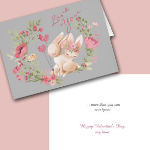 Lapin lapins Rose Wreath Romantique Saint-Valentin