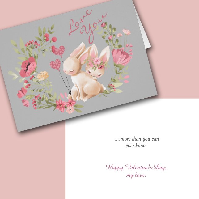 Lapin lapins Rose Wreath Romantique Saint-Valentin (Créateur téléchargé)