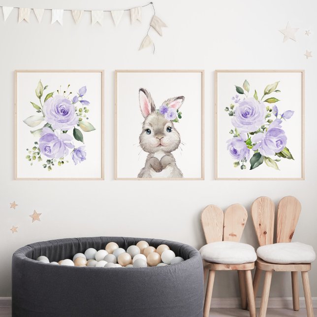 Lapin mignon, Lapin, Fleurs pourpres, Neutre Genre (Créateur téléchargé)