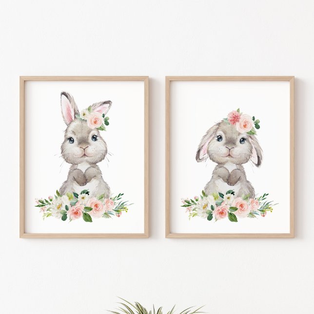 Lapin mignon, Lapin, Fleurs roses, Nourriture pour (Créateur téléchargé)