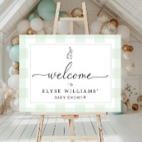 Lapin Mint Green En vichy Affiche de bienvenue lap