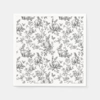 Lapin noir Serviettes en papier Toile de Jouy fran