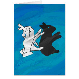 Lapin ombre sur fond bleu