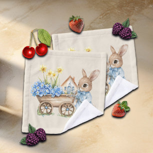 Lapin personnalisé avec fleurs bleues bébé