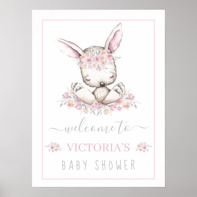 Lapin rose lapin fille Affiche de bienvenue Baby s (Devant)