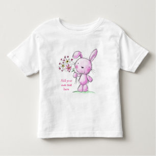 Lapin rose mignon de T-SHIRT d'ENFANTS EN BAS ÂGE
