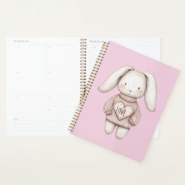 Lapin rose mignon et doux Veste rose coeur