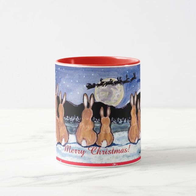 "Lapin tasse de conception de Noël dans lune", (Centre)