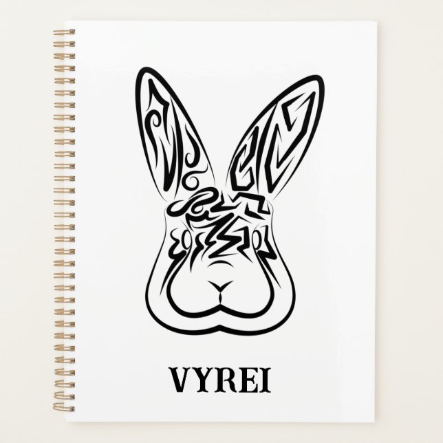 Lapin tribal noir et blanc (Devant)