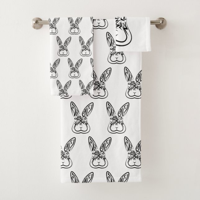 Lapin tribal noir et blanc (En situation)