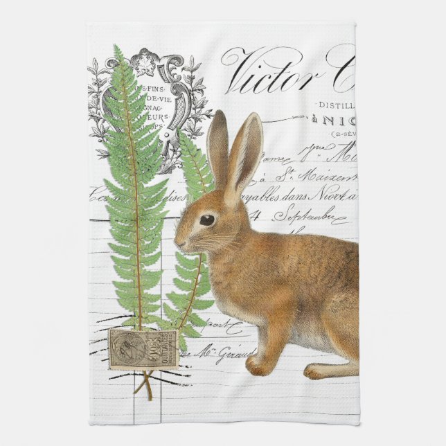 Lapin vintage Lapin Français Serviette à main (Vertical)