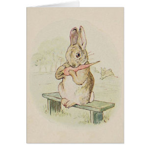 LAPIN VINTAGE MANGEANT UNE CAROTTE, CADEAU MIGNON